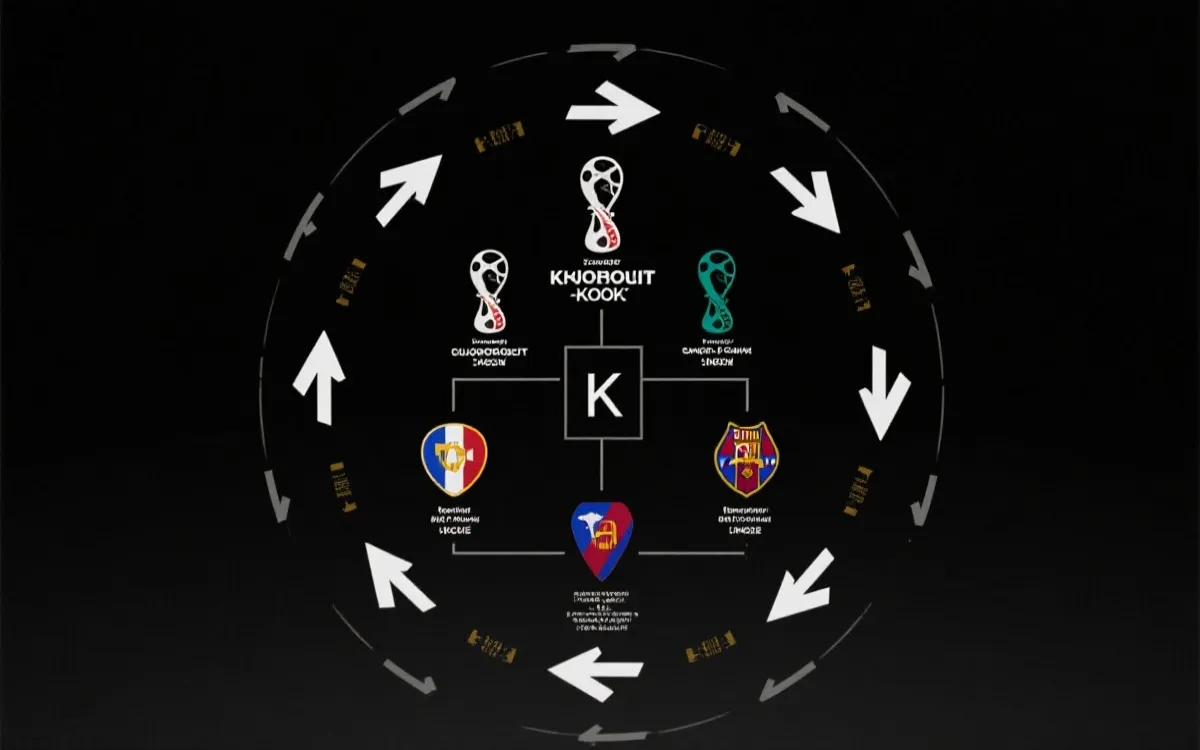 世界杯淘汰赛对阵树与战术风格对抗的可视化概念图
