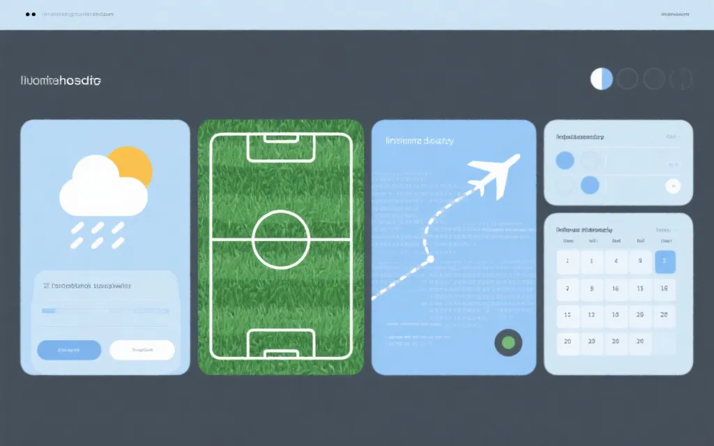 比赛日信息面板：天气图标、球员伤停、赛程与旅行路线的可视化