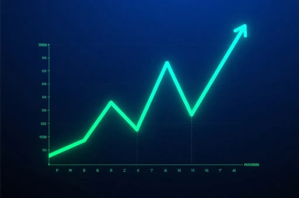 Abstract glowing digital line graph representing probability trends and timeline analysis of sports data